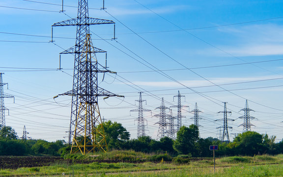 High-voltage transmission towers