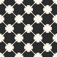 Fototapeta premium Vector seamless pattern. Monochrome abstract geometric texture, rounded lattice, floral shapes, repeat tiles. Stylish design in Arabian style, traditional motif in modern digital rendition