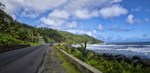 The stone coast in the Berekua village, Dominica, Lesser Antilles