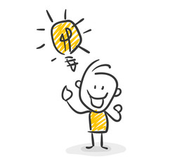 Strichfiguren / Strichmännchen: Idee, Glühbirne. (Nr. 8)