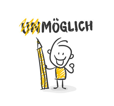 Strichfiguren / Strichm&auml;nnchen: Mut, ehrgeizig, m&ouml;glich. (Nr. 20)