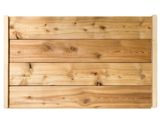 Larch wooden tray on white background