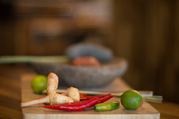 Fresh ingredients on cutting board