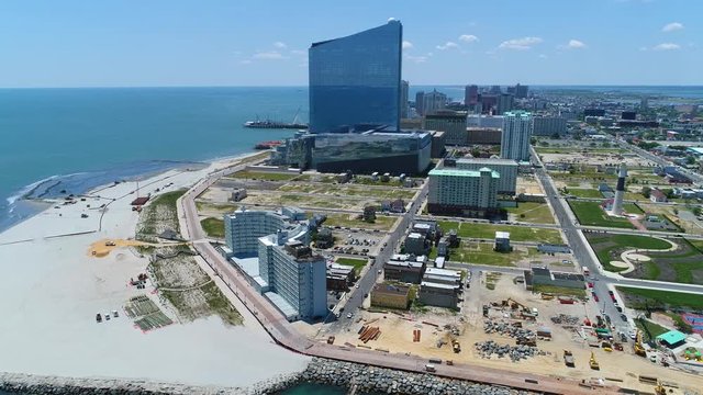 Aerial video Atlantic City boardwalk construction