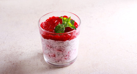 Strawberry, yogurt chia seed snack
