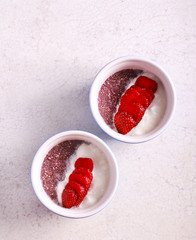 Chia seed pudding with yogurt and strawberry