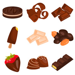 Set of desserts color flat icons for web and mobile design