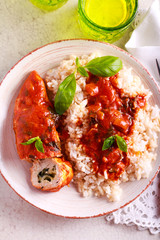 Chicken breast stuffed with mozzarella and basil