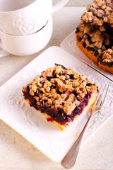 Black currant and blueberry crumble slice bar