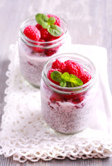Raspberry and chia seed pudding