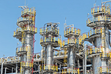 Fototapeta na wymiar view of petrochemical columns on refinery