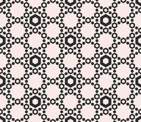 Vector hexagons texture, geometric seamless pattern with perforated hex, delicate hexagonal grid. Abstract monochrome subtle background, repeat tiles. Design for prints, web, fabric, furniture, cloth