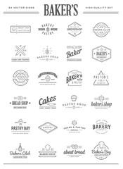 Set of Vector Bakery Pastry Elements and Bread Icons Illustration can be used as Logo or Icon in premium quality