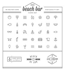 Set of Vector Beach Sea Bar Elements and Summer can be used as Logo or Icon in premium quality