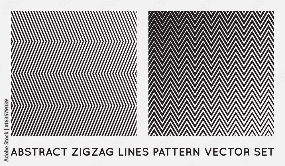 Wall mural set of oblique edgy zigzag lines pattern in vector