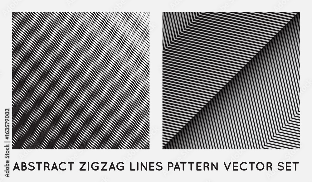 Wall mural set of oblique edgy zigzag lines pattern in vector