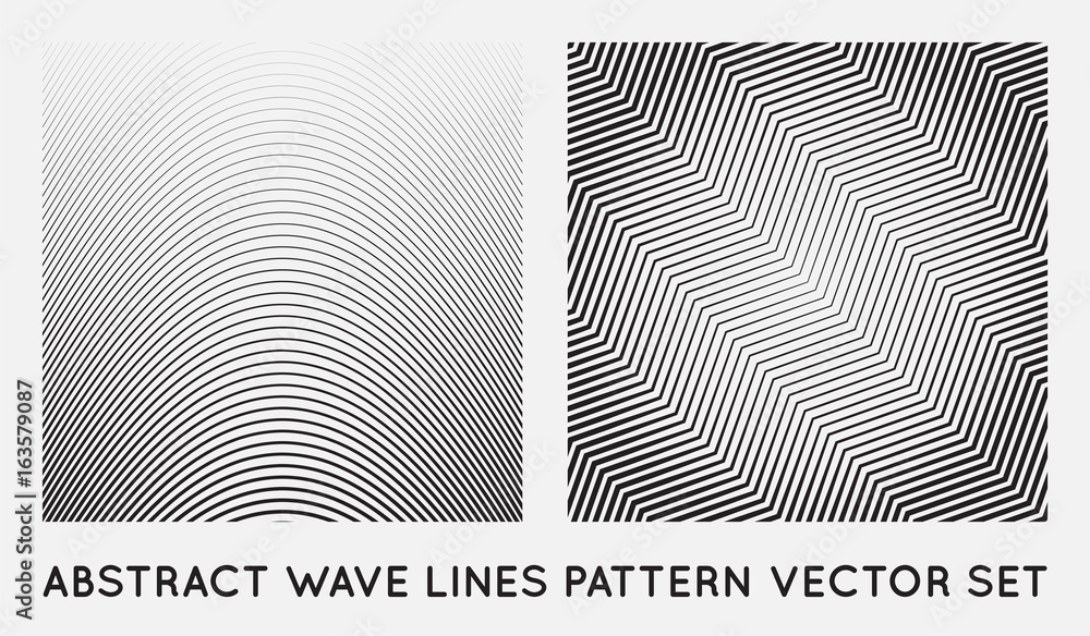 Wall mural set of wave oblique smooth lines pattern in vector