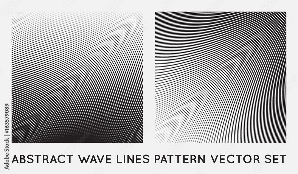 Wall mural set of wave oblique smooth lines pattern in vector