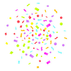 Colorful Explosion of Confetti. Vector illustration. Flat design element.