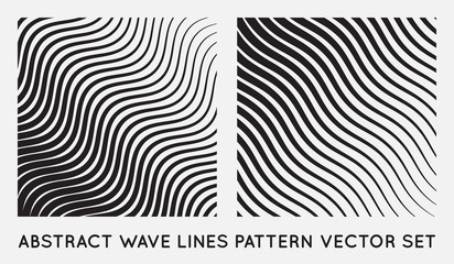 Set of Wave Oblique Smooth Lines Pattern in Vector