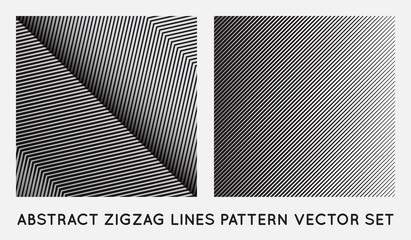 Set of Oblique Edgy Zigzag Lines Pattern in Vector