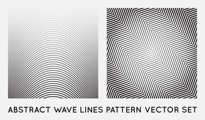 Set of Wave Oblique Smooth Lines Pattern in Vector