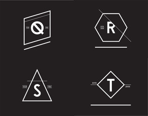 Set of Minimal Geometric Lined Template for Hipster Identity in Vector