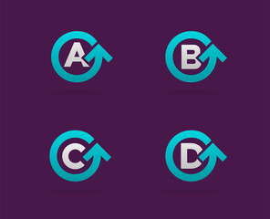 Set of Circle Arrow Logo Icon Design with Letter. Template Element in Vector.