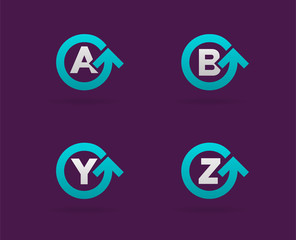 Set of Circle Arrow Logo Icon Design with Letter. Template Element in Vector.