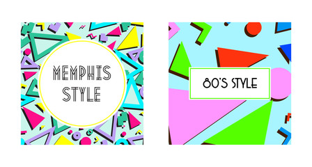 Set of Retro vintage 80s or 90s fashion style abstract pattern background. Good for textile fabric design, wrapping paper and website wallpapers. Vector illustration.
