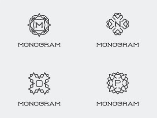 Set of Compact Monogram Design Template with Letter. Vector Illustration Premium Elegant Quality.