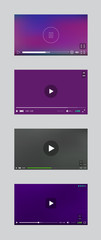 Video Player Window with Menu and Buttons Panel Vector Set. User Interface Collection.