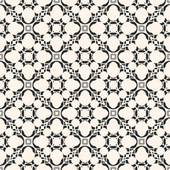 Vector monochrome seamless texture, arabic pattern with floral figures, delicate lattice, mosaic tiles. Abstract geometric background. Design element for decoration, covers, prints, fabric, digital
