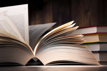 Composition with open book on the table