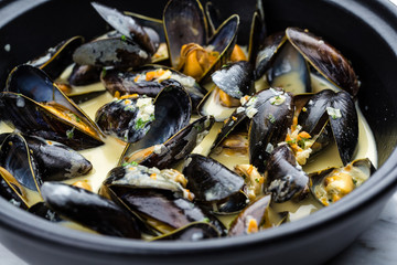 Soup of mussels creamy.