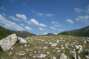 Panorama sulle Colle del Pero, vista da sud-est verso Monte Faiatella, Parco Nazionale del Cilento...