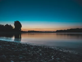Plexiglas foto achterwand Beautiful Sunset at River Rhine © frederikloewer