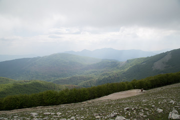 Panorama sulla Nevera, verso sudovest, Parco Nazionale del Cilento e Vallo di Diano, primavera 