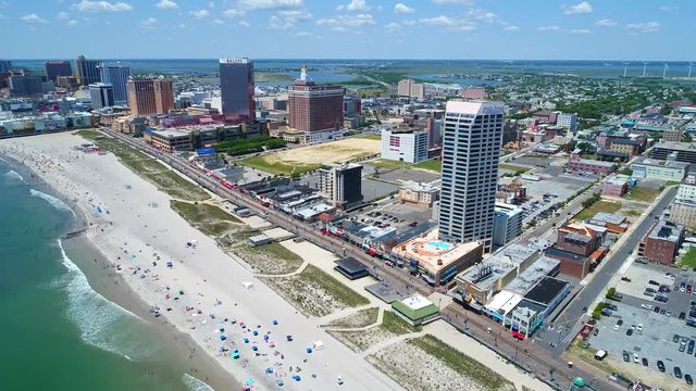 New Jersey beach Atlantic City aerial drone tour 4k