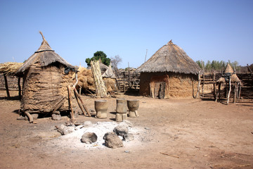 African village huts