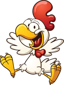 Happy cartoon chicken. Vector clip art illustration with simple gradients. All in a single layer.