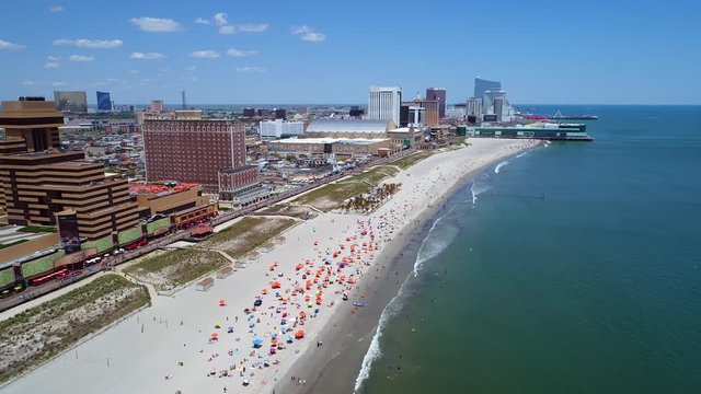Summer vacation in Atlantic City New Jersey aerial video