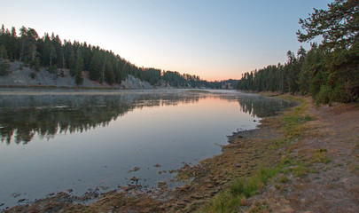 Sunset at Otter Creek at Yellowstone River in Yellowstone National Park in Wyoming United States
