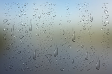 Vector set of realistic isolated water droplets for decoration and covering.