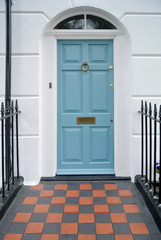 light blue door