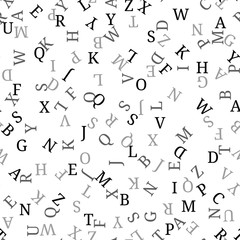Fototapeta na wymiar Seamless pattern with alphabet, , isolated on white background. Vector illustration, easy to edit.