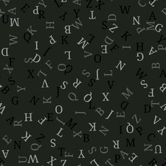 Seamless pattern with alphabet, , isolated on black background. Vector illustration, easy to edit.