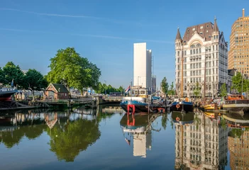 Papier Peint photo Lavable Rotterdam Rotterdam city cityscape skyline with, Oude Haven, Netherlands.
