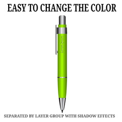 Detailed realistic vector green pen icon. Illustration isolated from background.