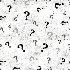 Question mark seamless pattern . Vector seamless pattern with question marks. Monochrome hipster background. Hand drawn random black punctuation marks.